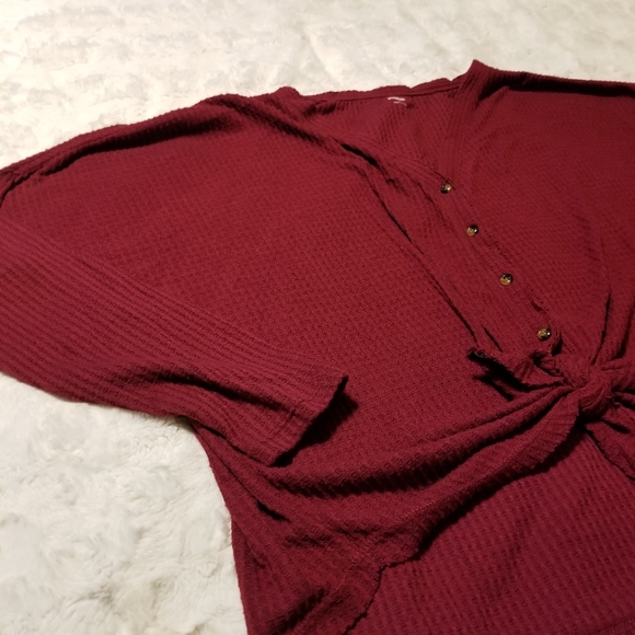 AMP Top Womens Size Xlarge Cropped Wine/Burgundy Maroon - Picture 5 of 10